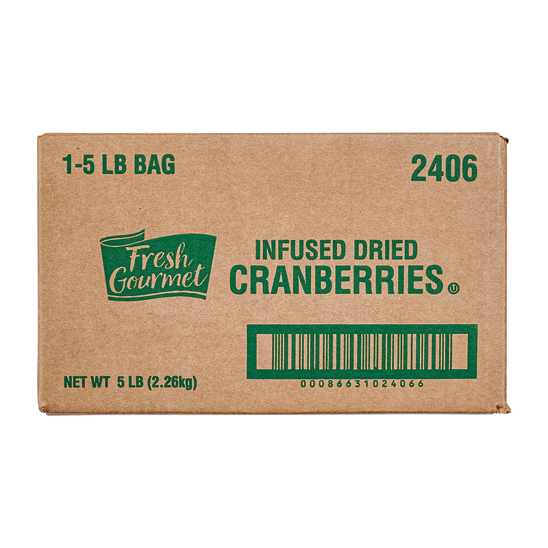 Fresh Gourmet Cranberries Infused 5 Pound Each - 1 Per Case.