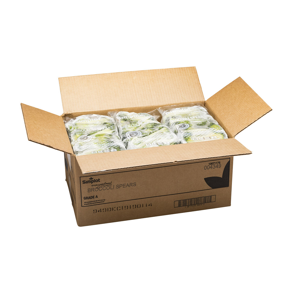 Simplot Simple Goodness Classic Vegetables Broccoli Spears Wet Pack 2 Pound Each - 12 Per Case.