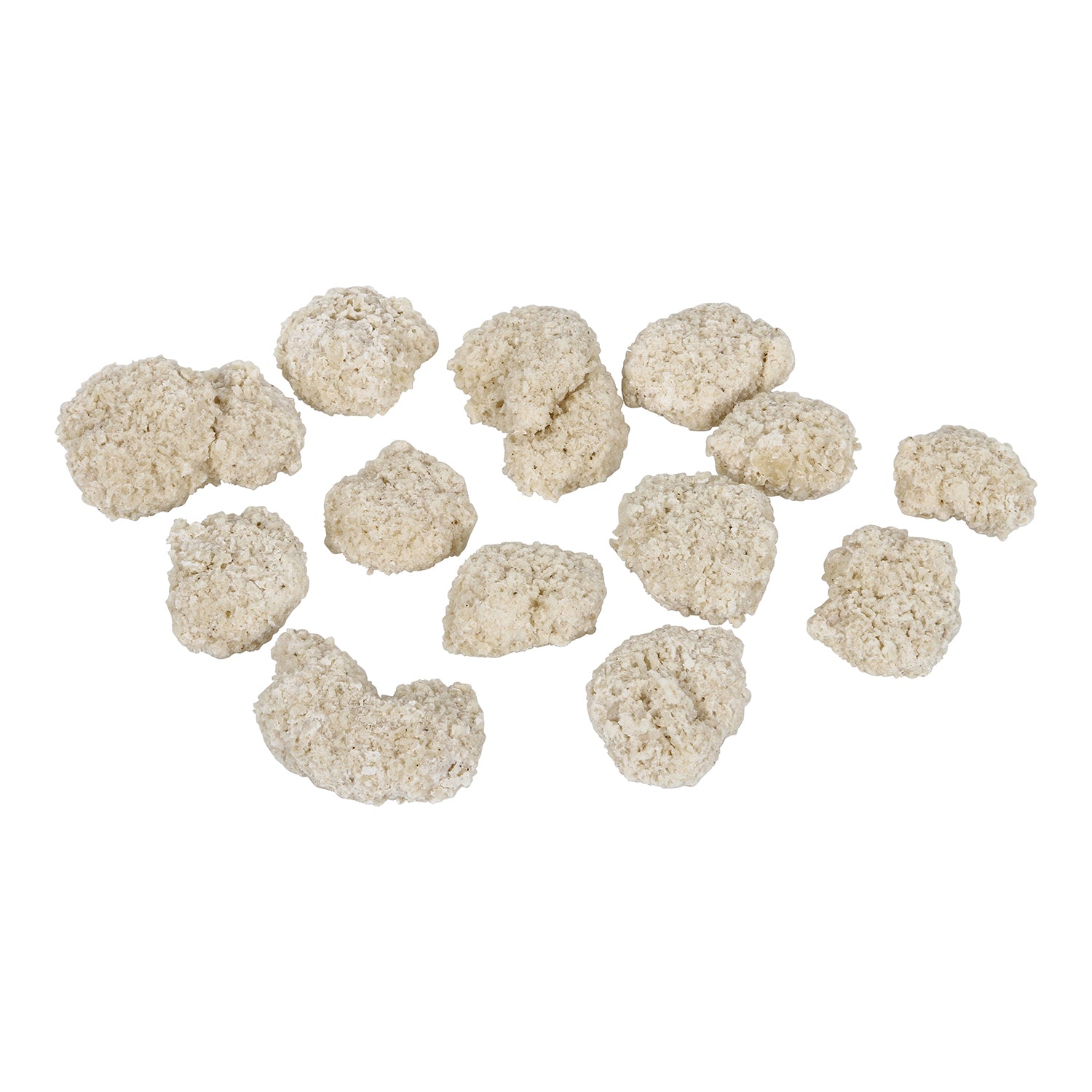 Raw Breaded Popcorn Style Shrimp Rounds Tail Off 2.5 Pound Each - 4 Per Case.