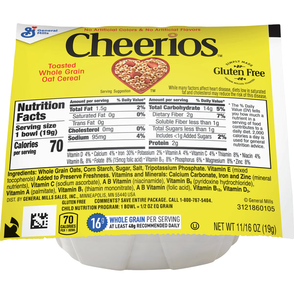 Cheerios™ Cereal Single Serve Bowlpak 0.69 Ounce Size - 96 Per Case.