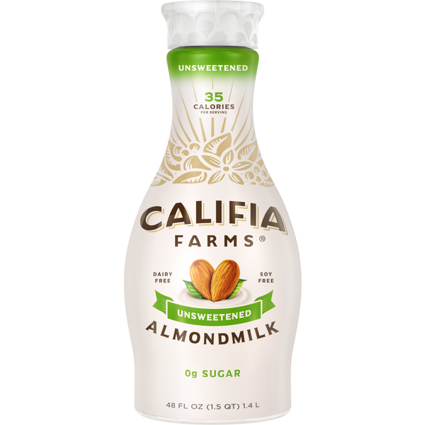Califia Farms Unsweetened Almond Milk 48 Fluid Ounce - 6 Per Case.
