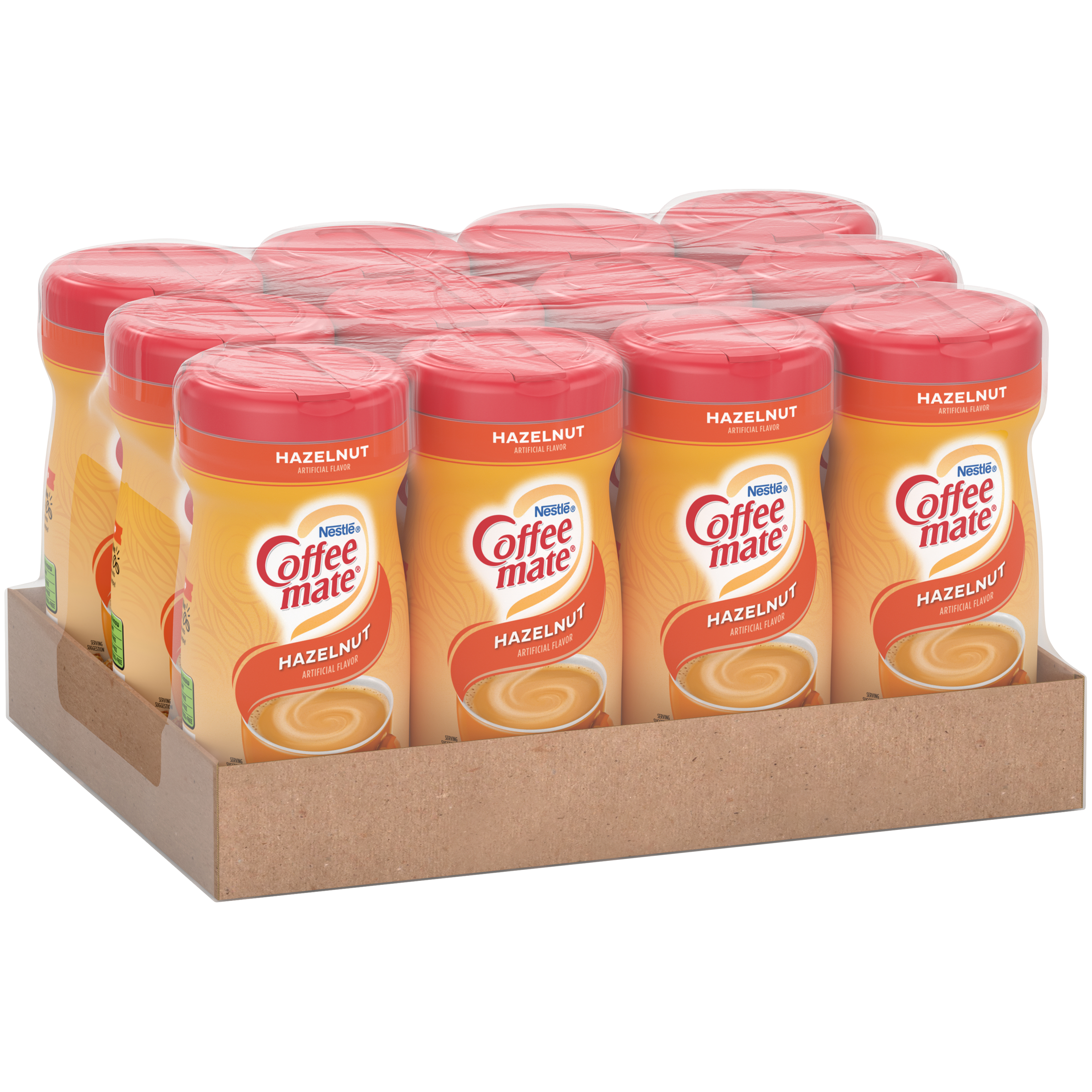Coffee Mate Hazelnut XCanister 14.991 Ounce Size - 12 Per Case.