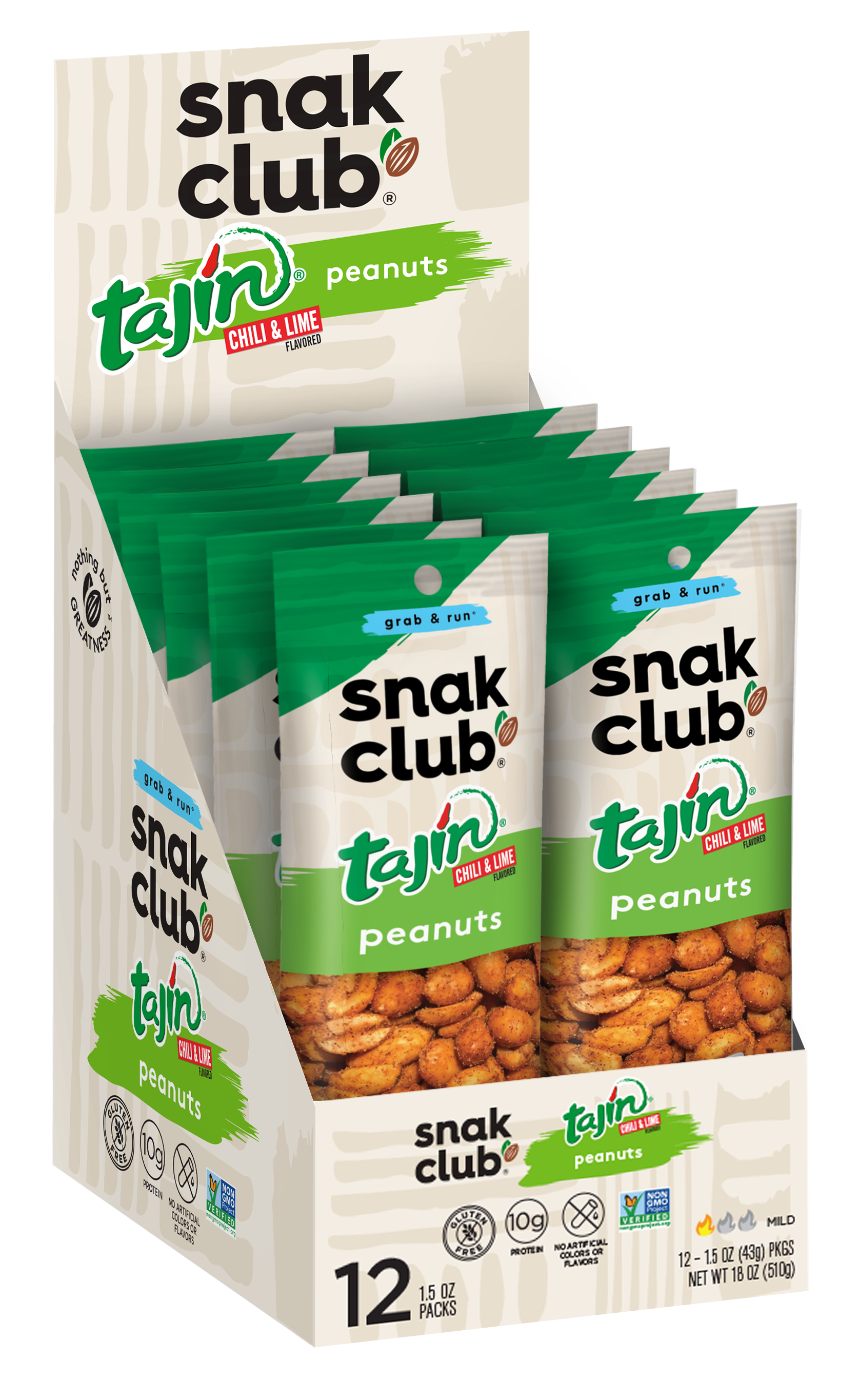 Snak Club Tajin Classico Peanuts 0.093 Pound Each - 144 Per Case.