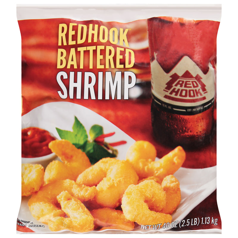 Redhook Beer Battered Round Tail Off Shrimp 2.5 Pound Each - 4 Per Case.