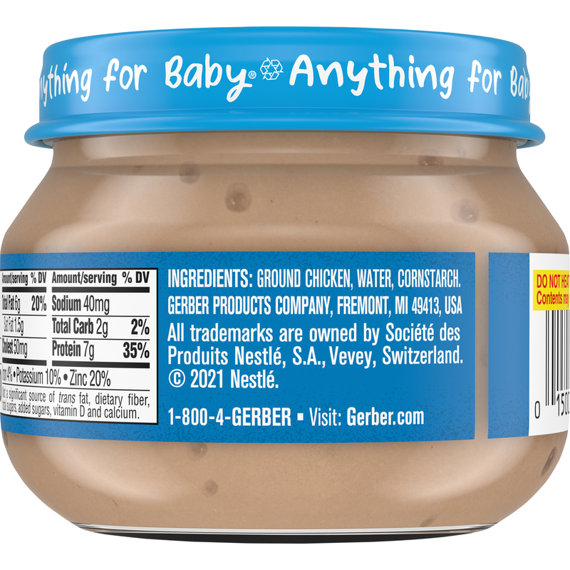 Gerber 2nd Foods Chicken And Gravy Baby Food Jars 2.5 Ounce Size - 10 Per Case.