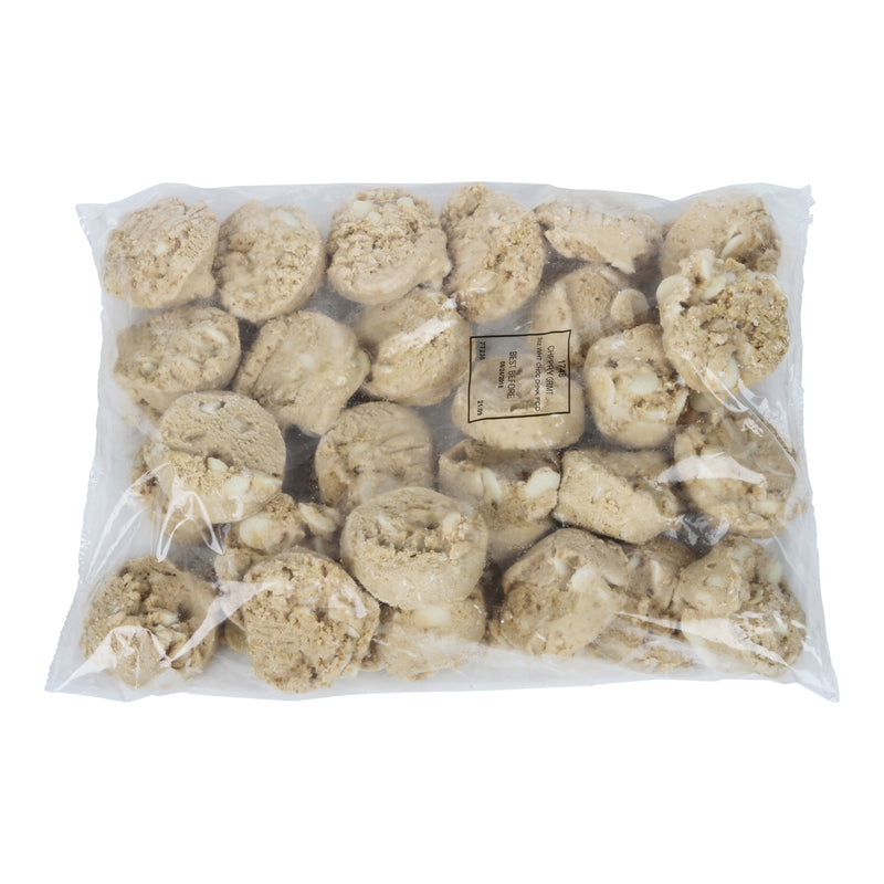 White Chunk Macadamia Nut Frozen Cookie Dough Bags With Pucks 5 Pound Each - 4 Per Case.