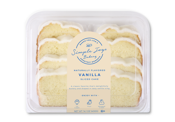 Simple Joys Bakery Iced Vanilla Sliced Cake 14.1 Ounce Size - 10 Per Case.