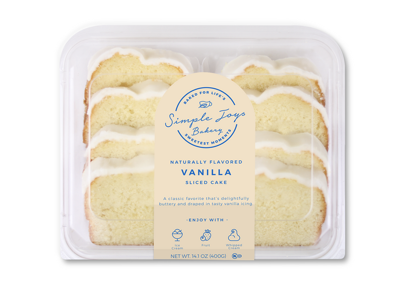 Simple Joys Bakery Iced Vanilla Sliced Cake 14.1 Ounce Size - 10 Per Case.