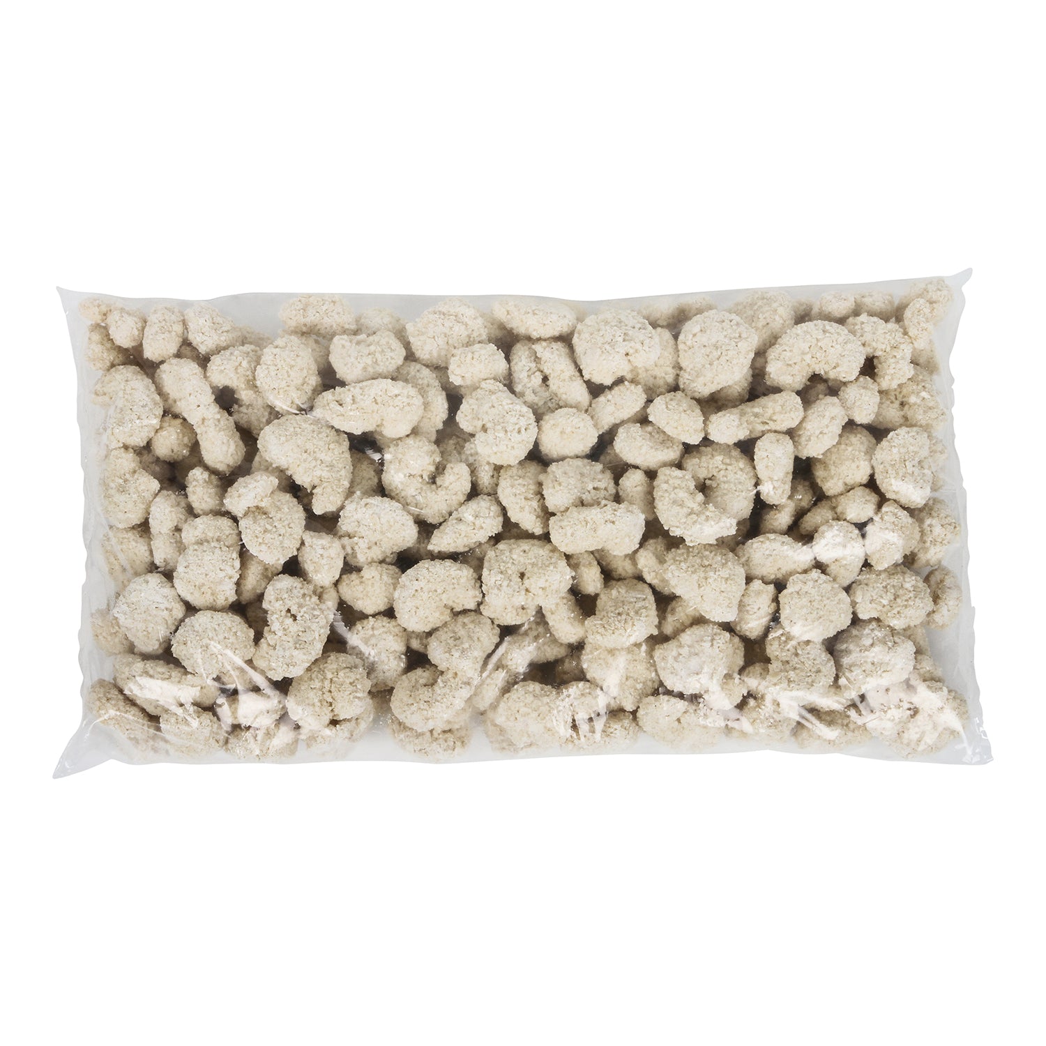Raw Breaded Popcorn Style Shrimp Rounds Tail Off 2.5 Pound Each - 4 Per Case.