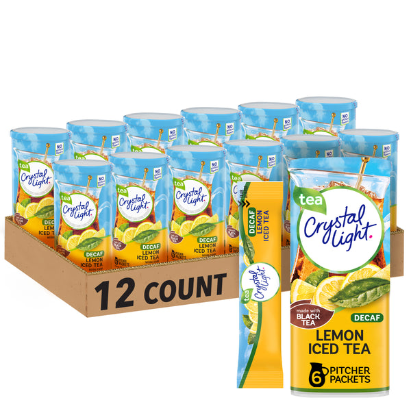 Crystal Light Iced Tea Decaf Beverage Mix, 1.5 Ounce Size - 12 Per Case.