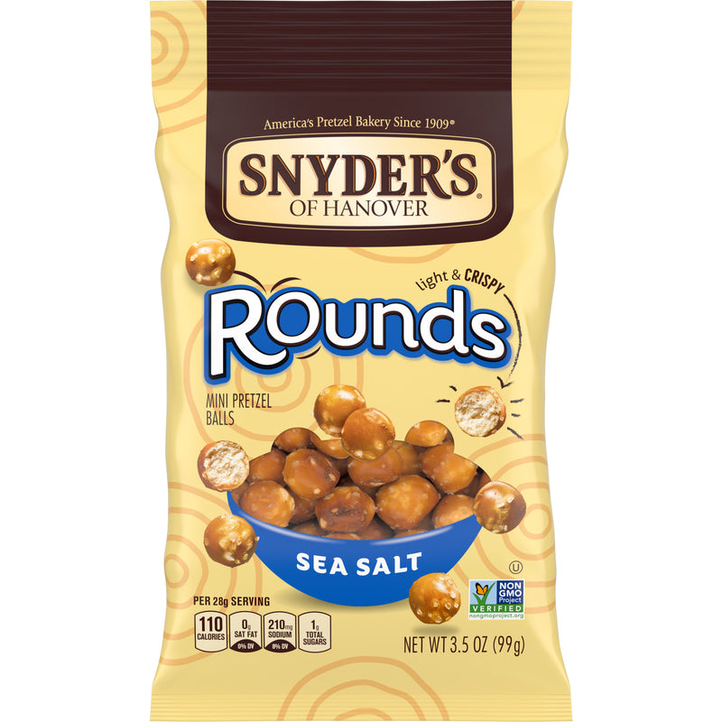 Snyder's Of Hanover Pretzels Rounds Sea Salt 3.5 Ounce Size - 8 Per Case.