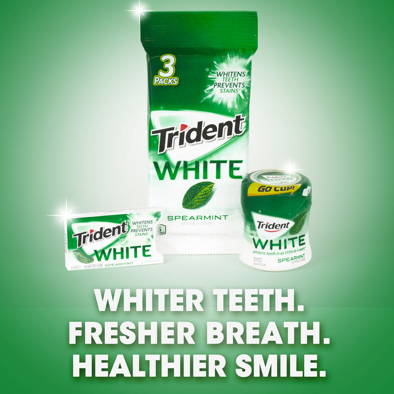 Trident White Gum Spearmint Sugar Free Spearmint Piece 60 Count Packs - 24 Per Case.