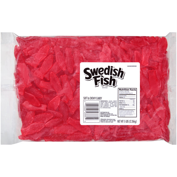 Swedish Fish Soft Candy Bulk Fat Free Berry 5 Pound Each - 6 Per Case.