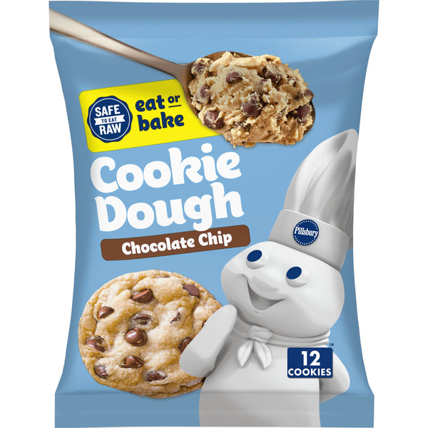 Pillsbury Ready To Bake Chocolate Chip Cookie Dough 16 Ounce Size - 12 Per Case.