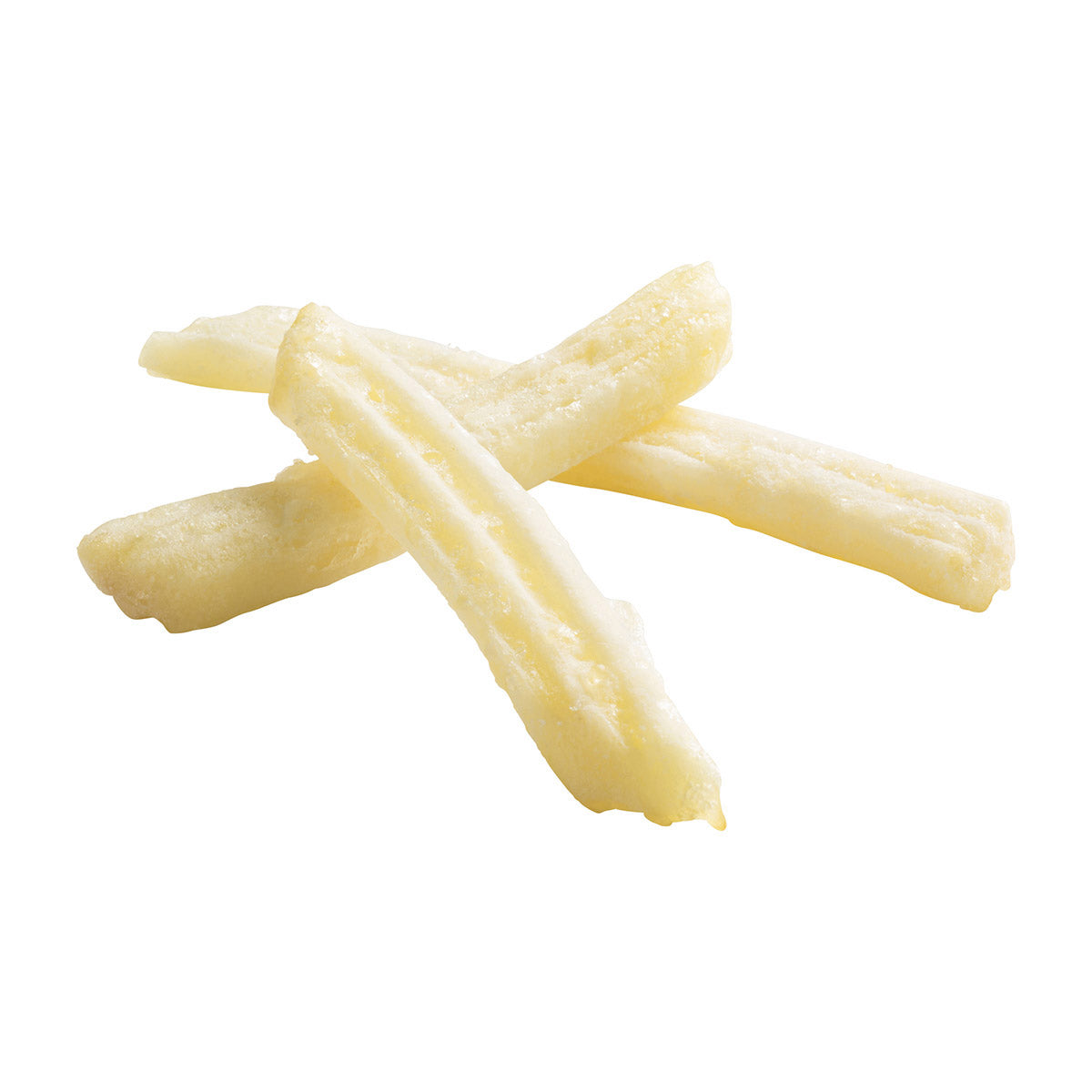 Simplot Conquest Delivery 8"x4" Clear Coated Tin Roof Fries 5 Pound Each - 6 Per Case.