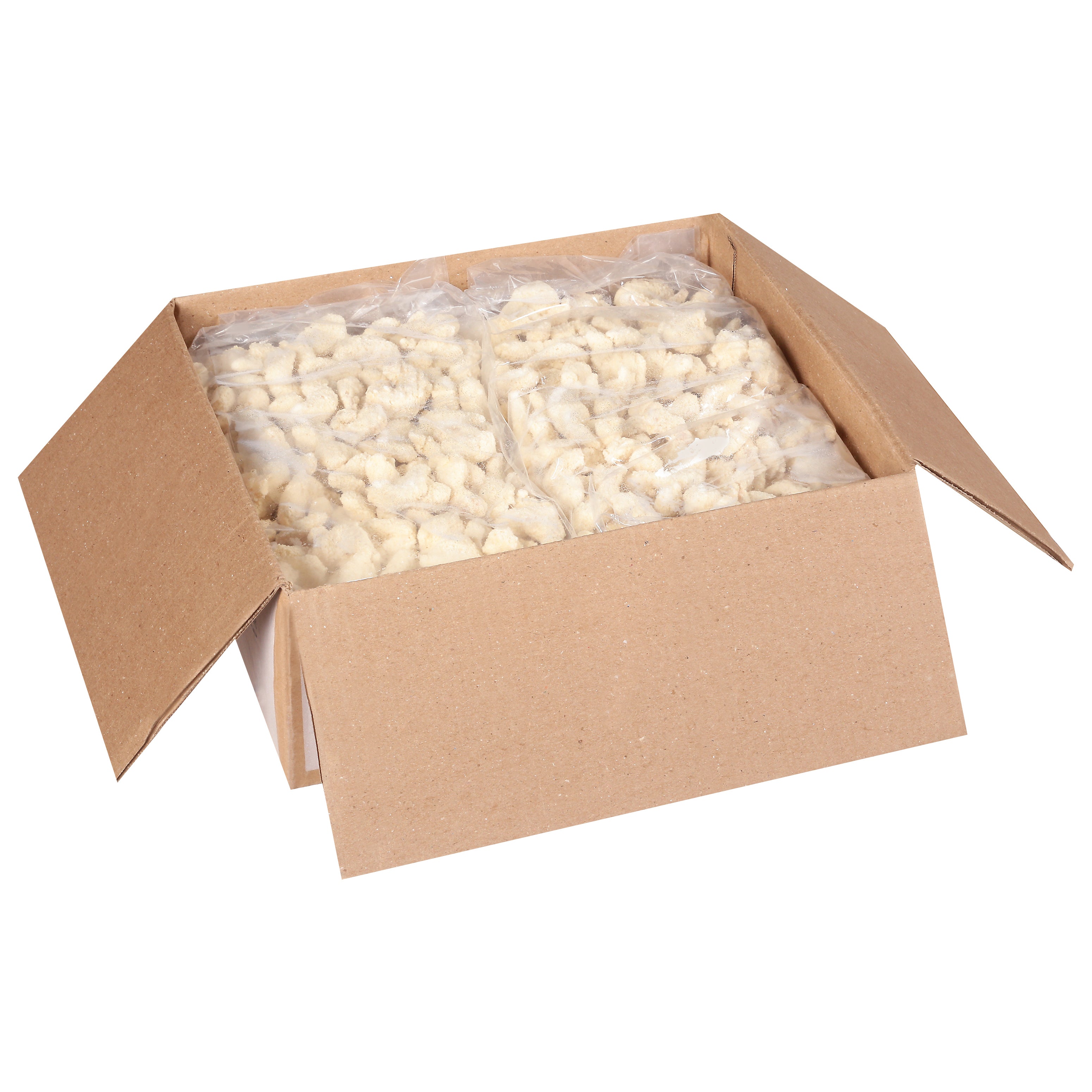 Raw Breaded Popcorn Style Shrimp Rounds Tail Off 3 Pound Each - 4 Per Case.