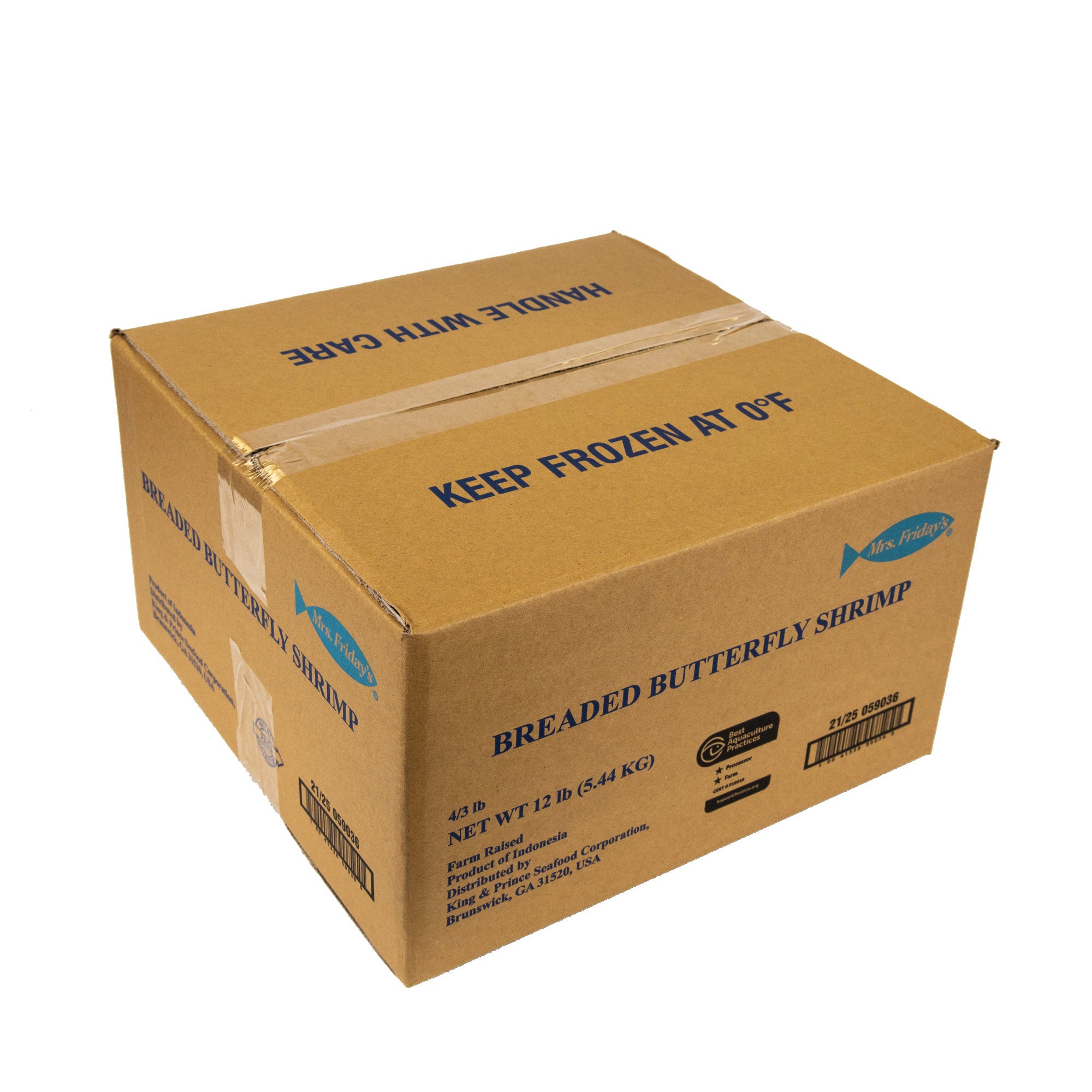 Mrsf Breaded Bfly Shrimp 3 Pound Each - 4 Per Case.