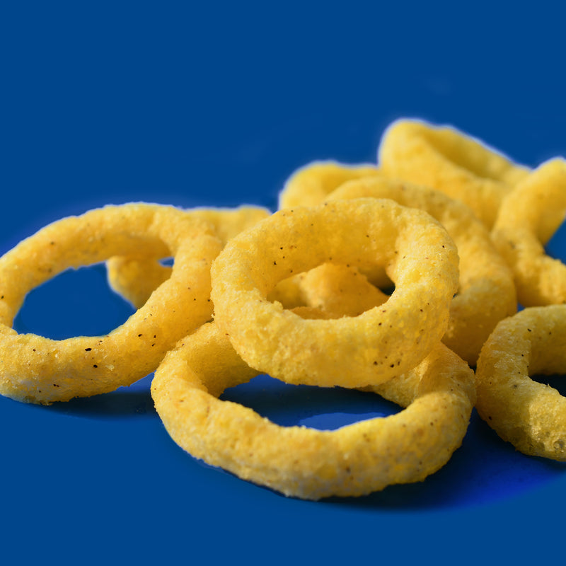 Andy Capp's Beer Battered Onion Rings Baked Oat And Corn Snacks 2 Ounce Size - 12 Per Case.