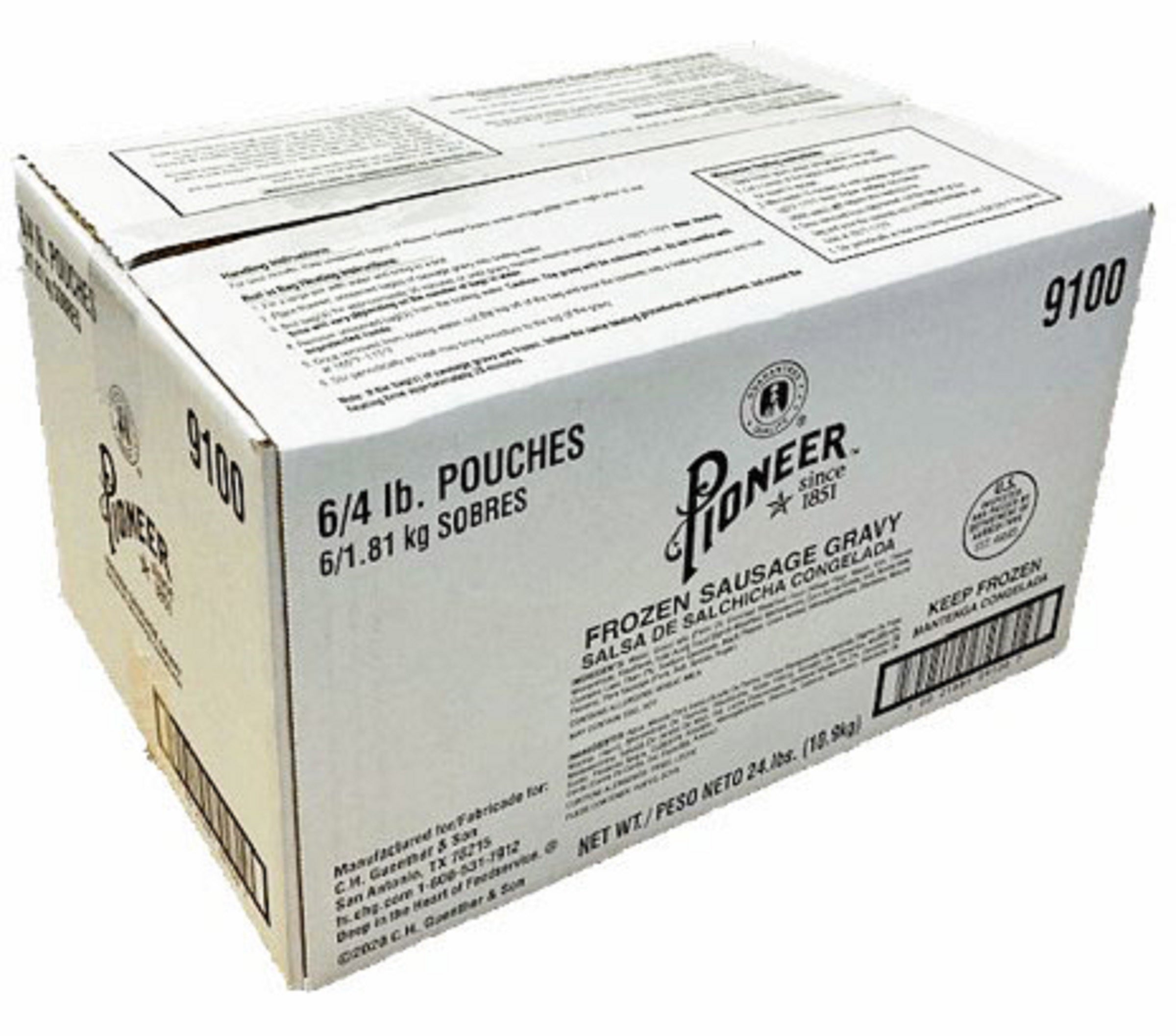 Pioneer Frozen Sausage Gravy 4 Pound Each - 6 Per Case.