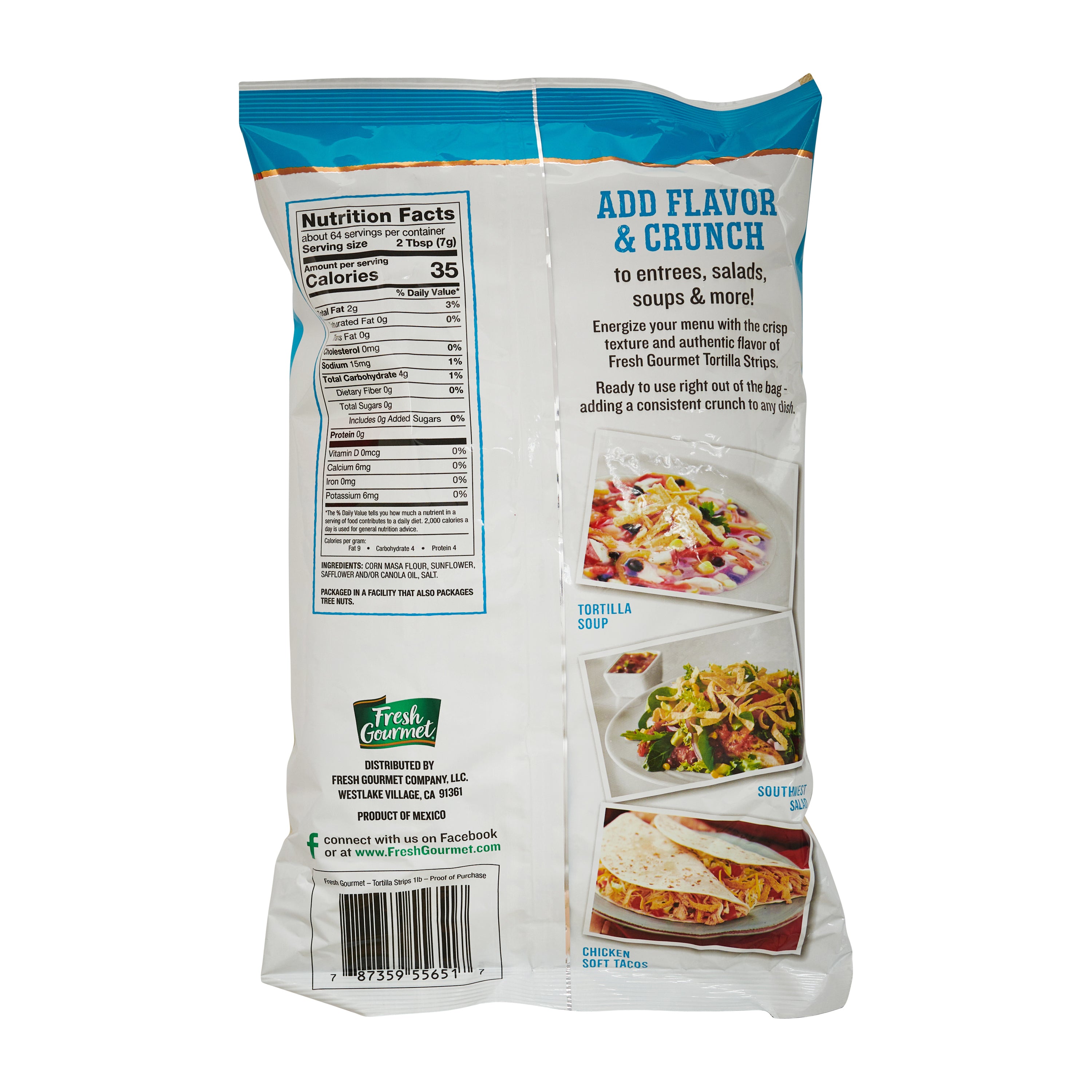 Fresh Gourmet Tortilla Strips Gourmet 1 Pound Each - 10 Per Case.