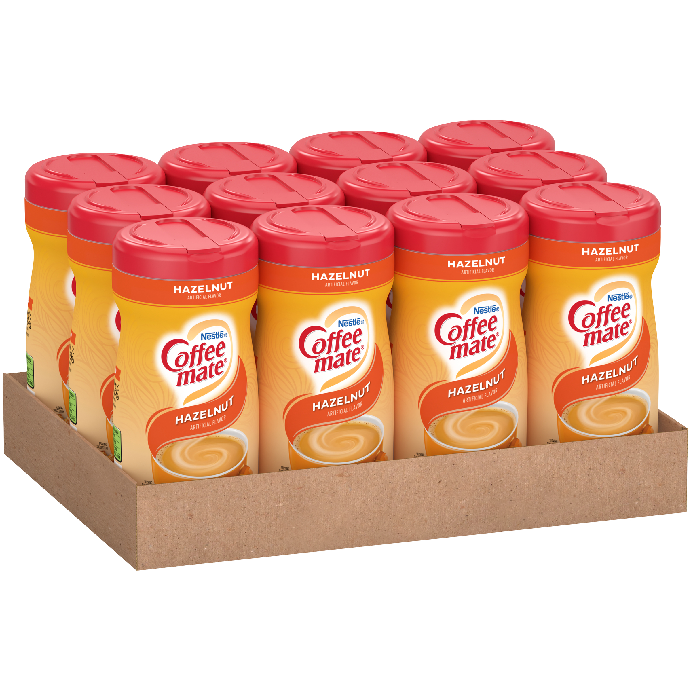 Coffee Mate Hazelnut XCanister 14.991 Ounce Size - 12 Per Case.