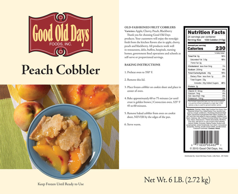 Peach Cobbler 6 Pound Each - 4 Per Case.