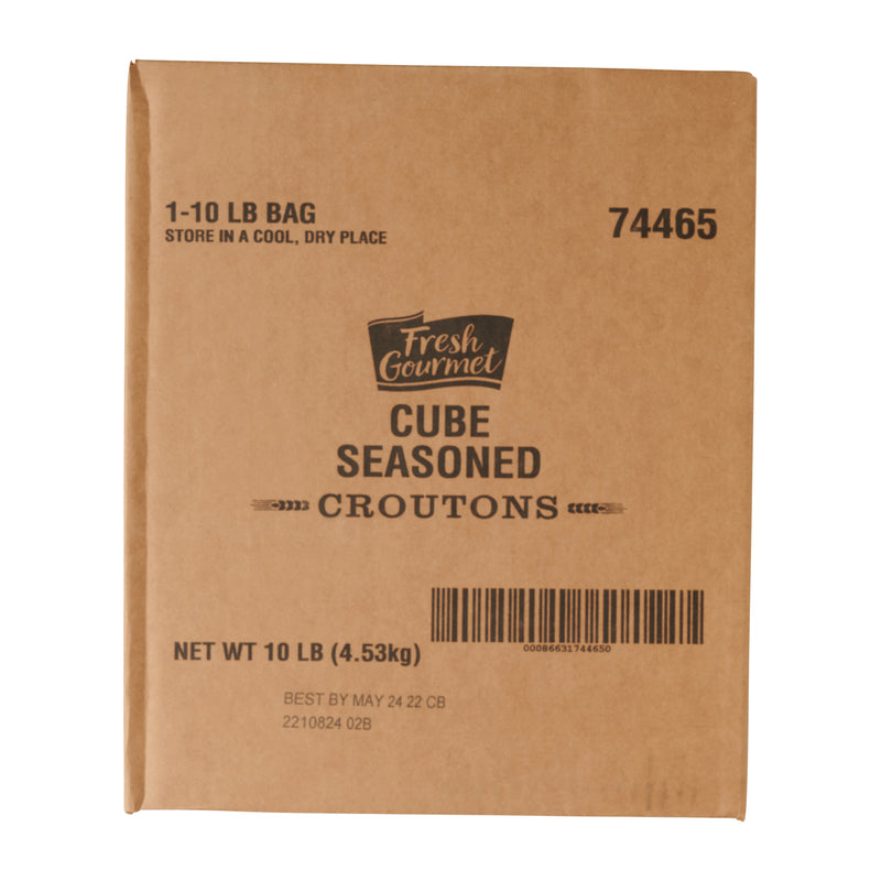Fresh Gourmet Seasoned Crouton Cube Trans Fat Free 10 Pound Each - 1 Per Case.