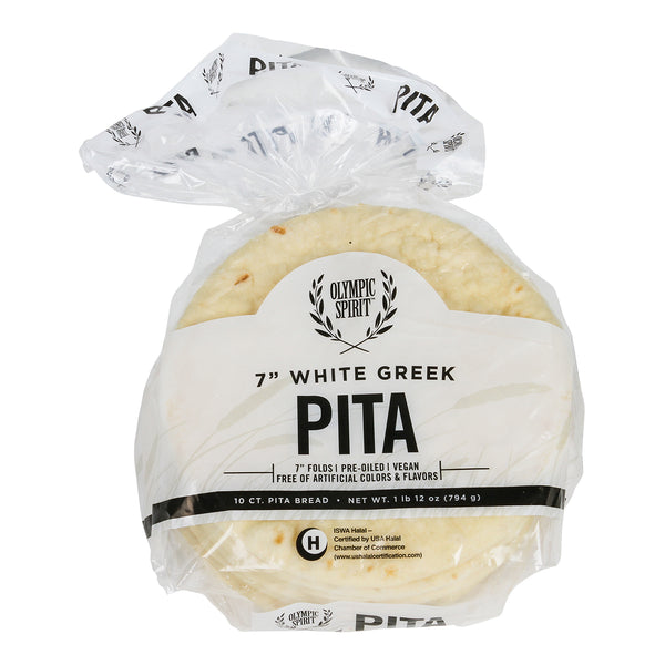 7" White Pita Bread 10 Count Packs - 120 Per Case.