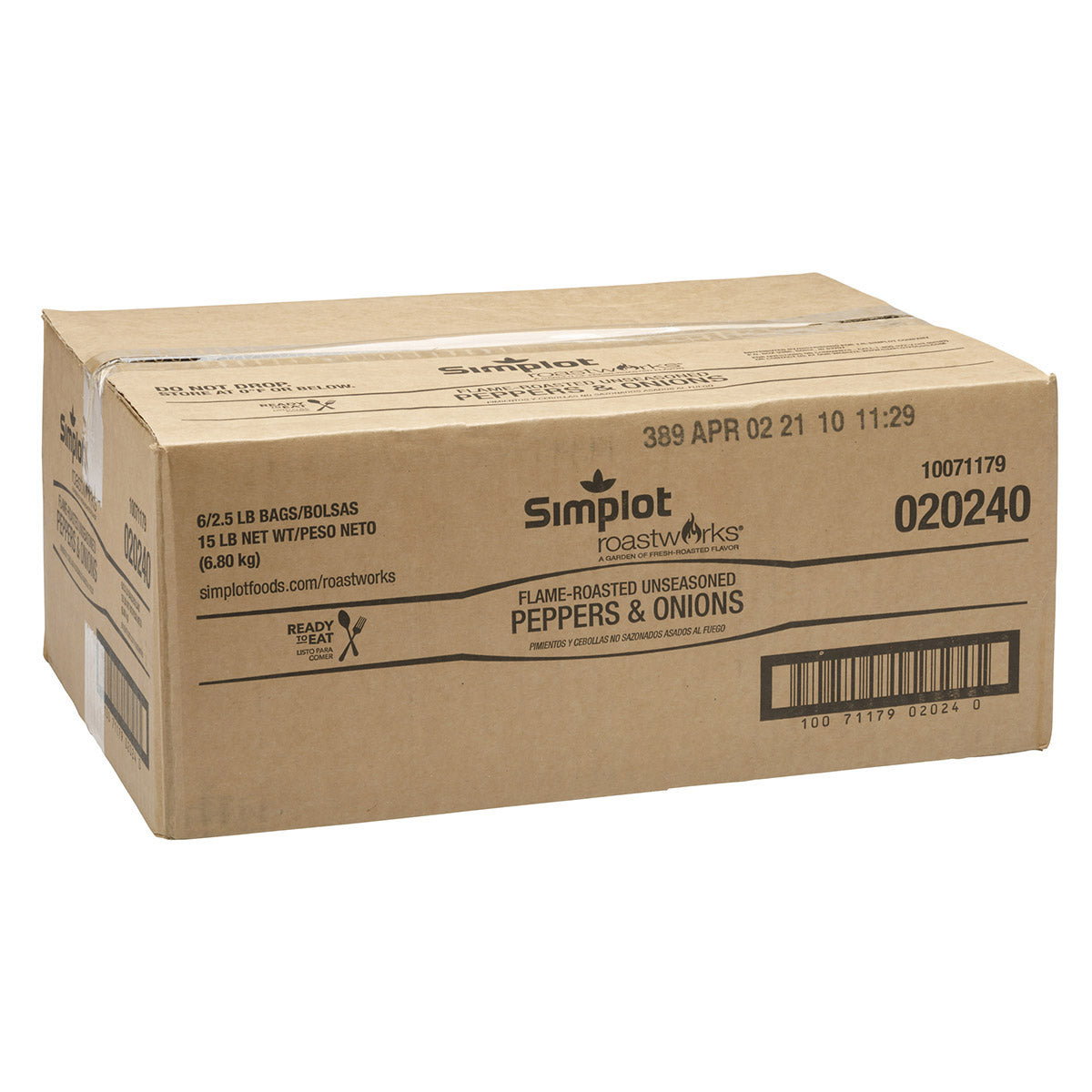 Simplot Roastworks 8" Rte Flame Roasted Unseasoned Peppers & Onions Blend 2.5 Pound Each - 6 Per Case.