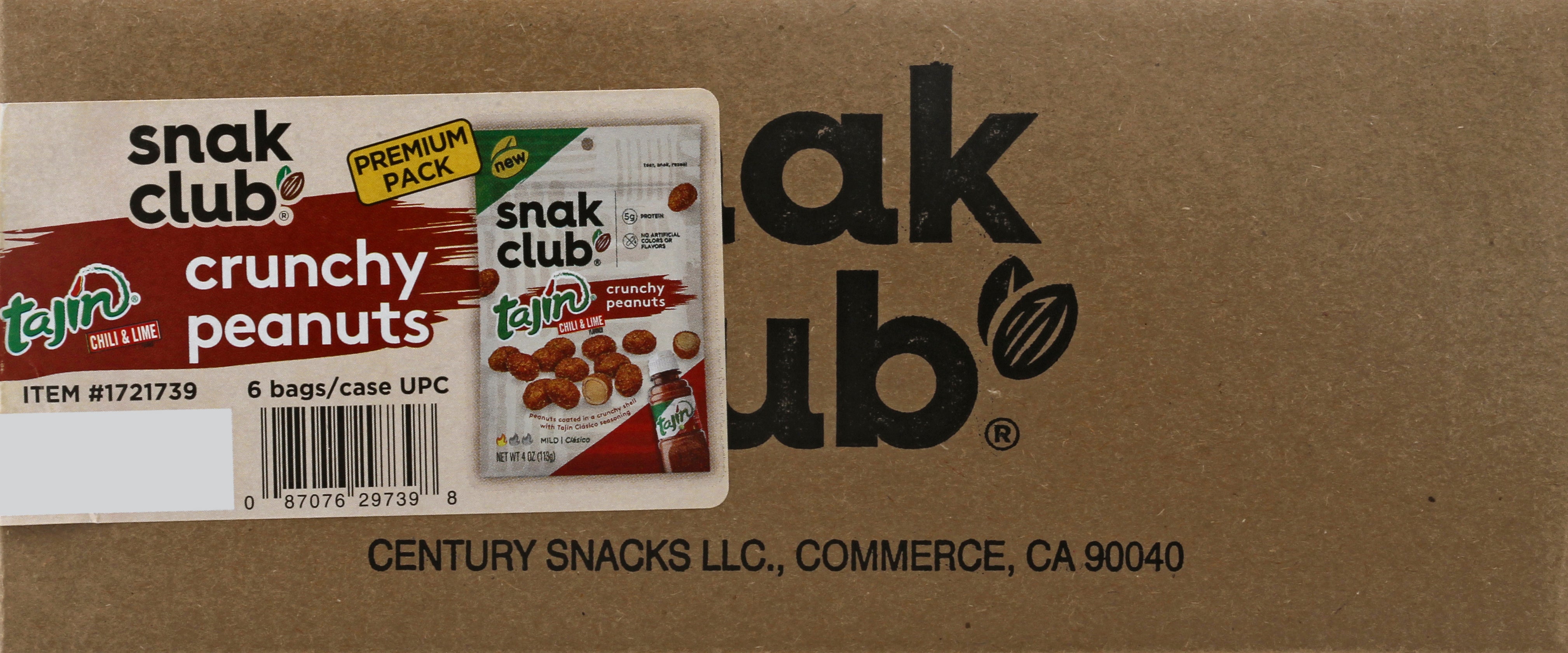 Snak Club Tajin Crunchy Peanut 4 Ounce Size - 6 Per Case.
