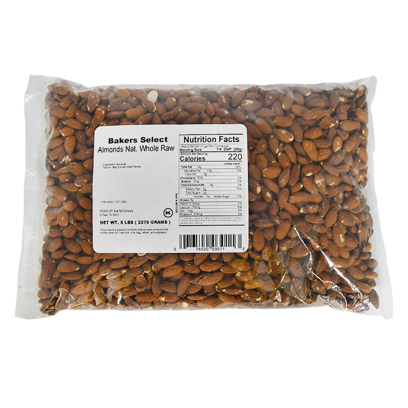 Baker's Select Natural Whole Almonds 5 Pound Each - 2 Per Case.