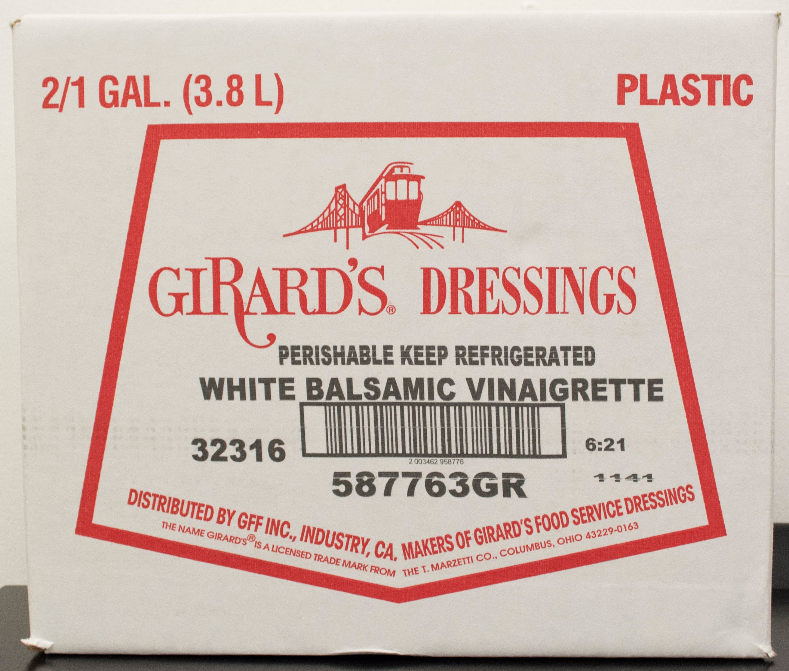 Girard's White Balsamic Vinaigrette Dressing, 1 Gallon - 2 Per Case.