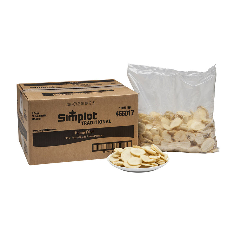 Simplot Traditional 6" Home Slices Skin On 5 Pound Each - 6 Per Case.