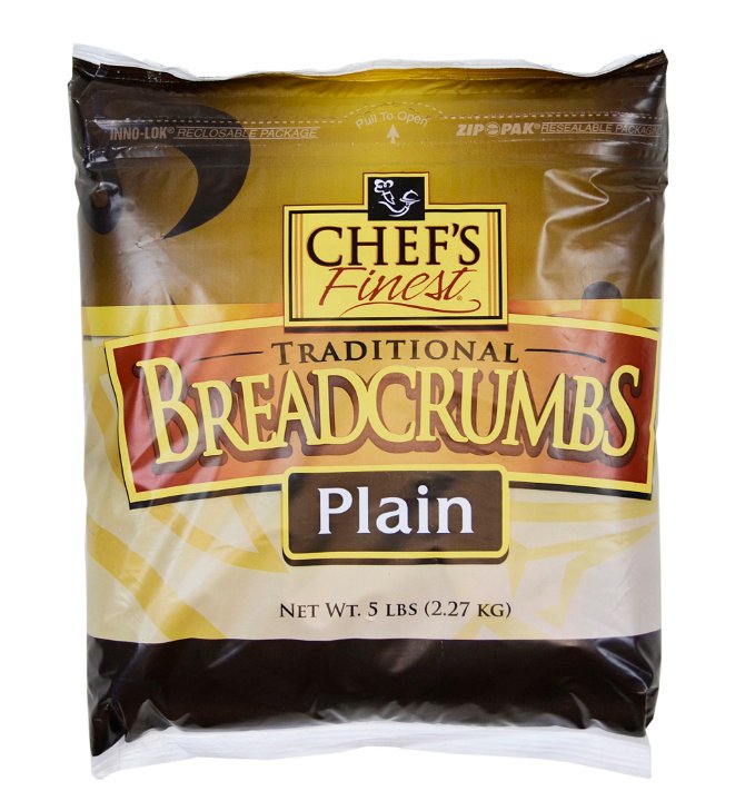 Chef's Finest Crumbled Medium Plain Bread 5 Pound Each - 6 Per Case.