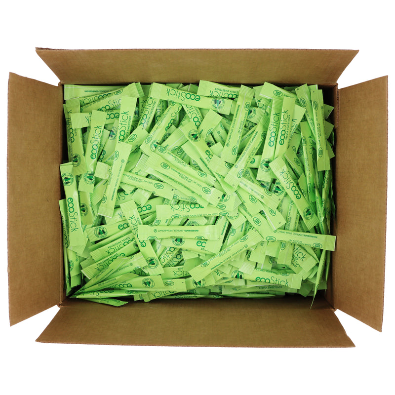 Ecostick Sugar Substitute Stevia Green Sticks 0.5 Grams Each - 2000 Per Case.