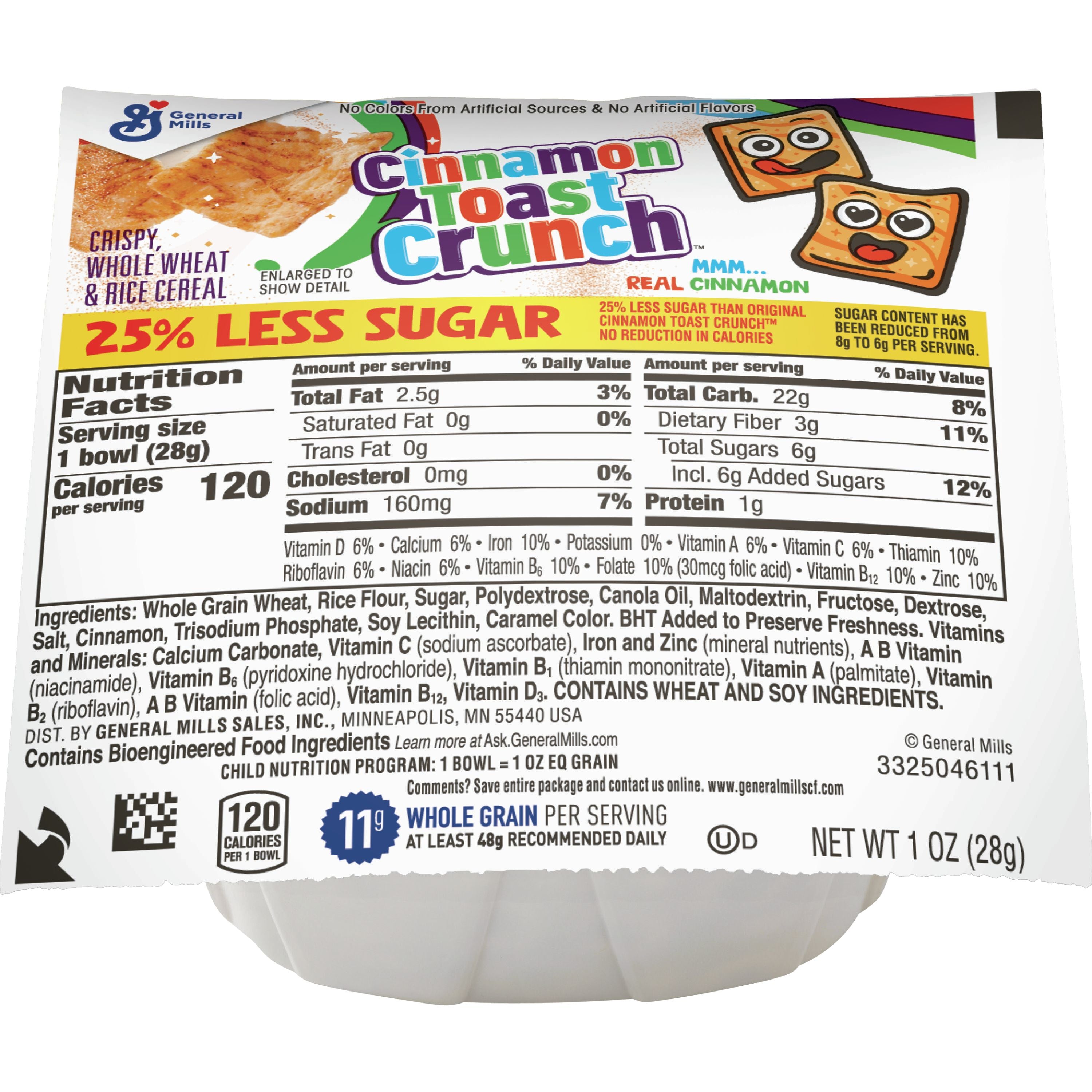 Cinnamon Toast Crunch Cereal Less Sugar Single Serve Bowlpak 1 Ounce S