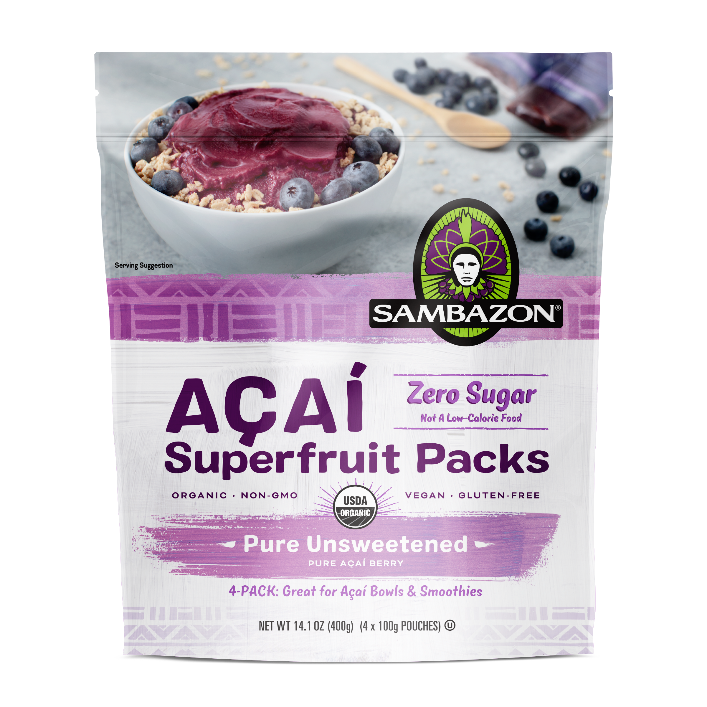 Sambazon Unsweetened Acai, 0.88 Pounds - 10 Per Case.
