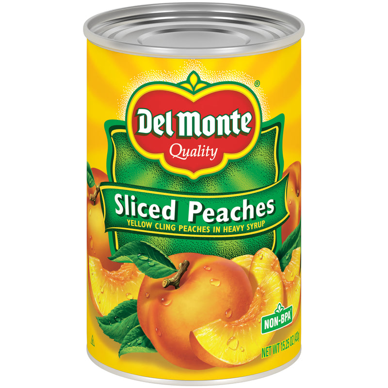 Del Monte® Sliced Yellow Cling Peaches In Heavy Syrup Can 15.25 Ounce Size - 12 Per Case.