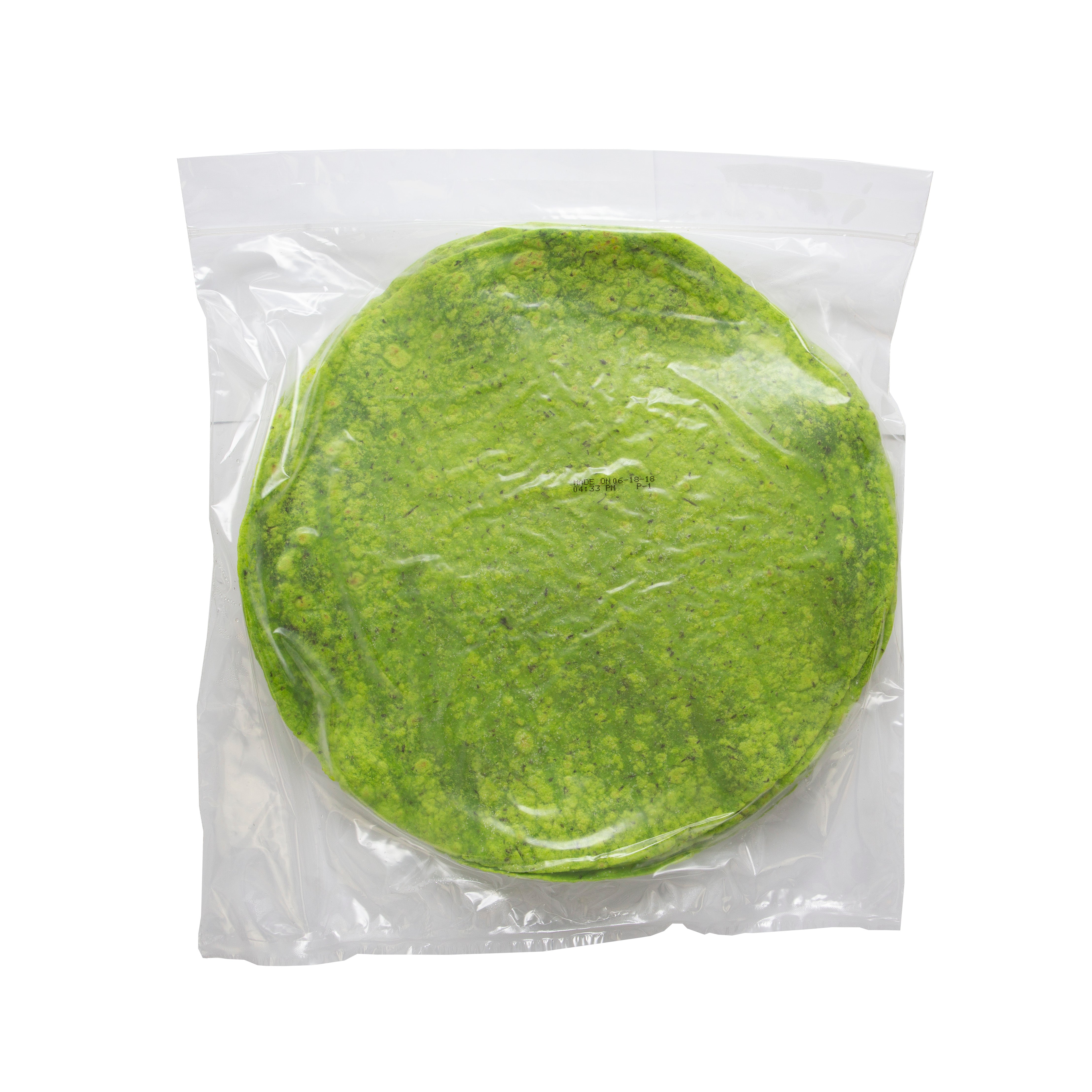 Mayan Spinach Tortilla 2" 3.104 Ounce Size - 12 Per Case.