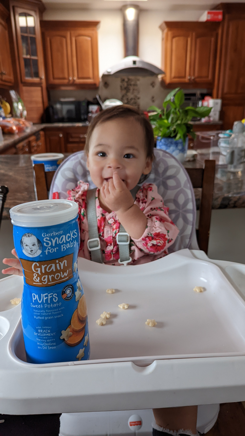 Gerber Graduates Cereal Snacks Sweet Potato Puffs 1.48 Ounce Size - 6 Per Case.