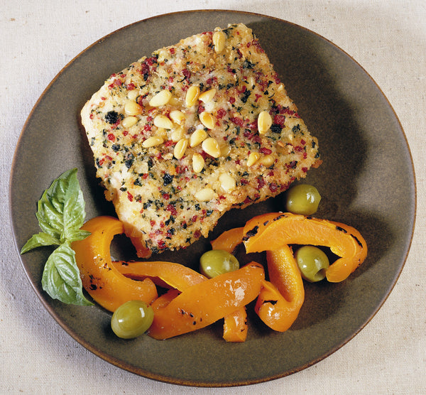Uppercrust® Mediterranean Crusted Salmon With Sun Dried Tomato And Pine Nuts Cut 10 Pound Each - 1 Per Case.