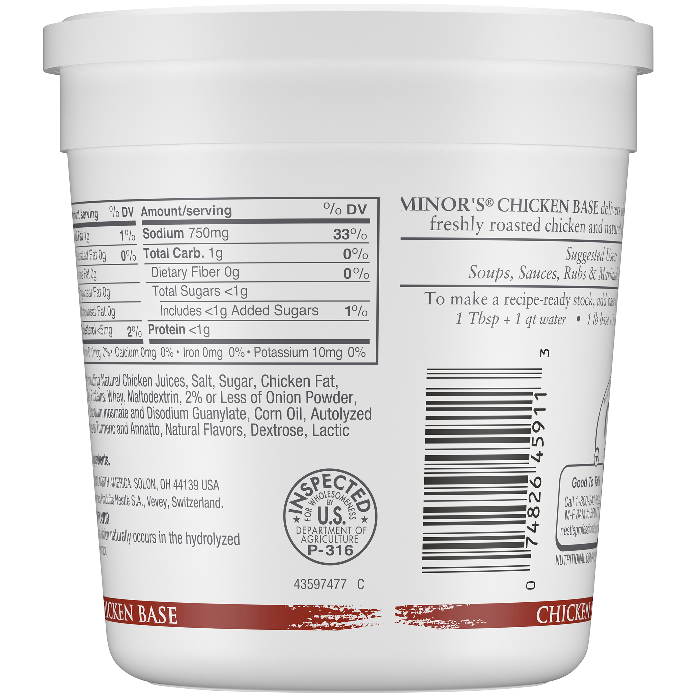 Minor's No Msg Added Chicken Base, 1 Pounds, 12 per case