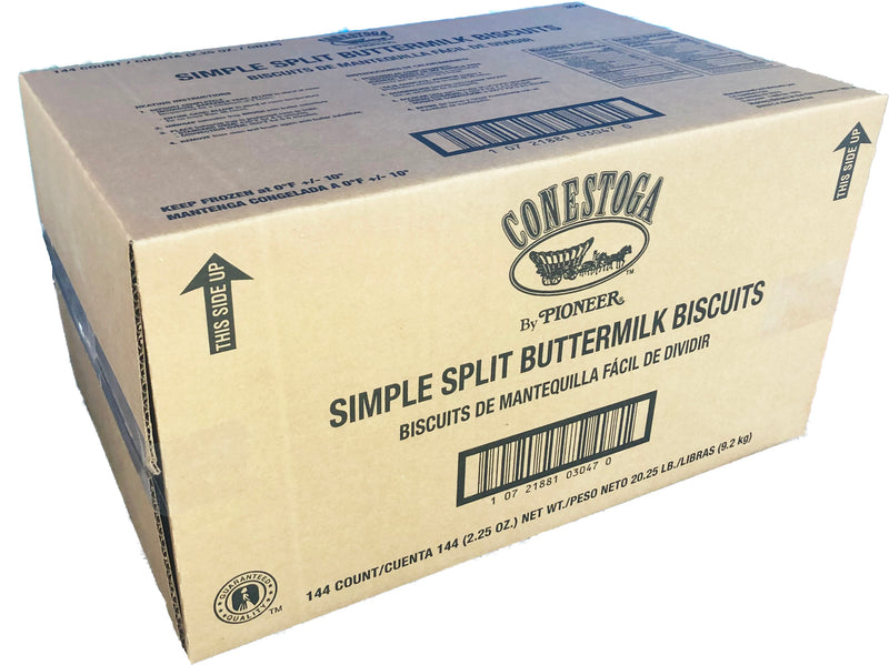 Conestoga Simple Split Buttermilk Biscuits 2.25 Ounce Size - 144 Per Case.