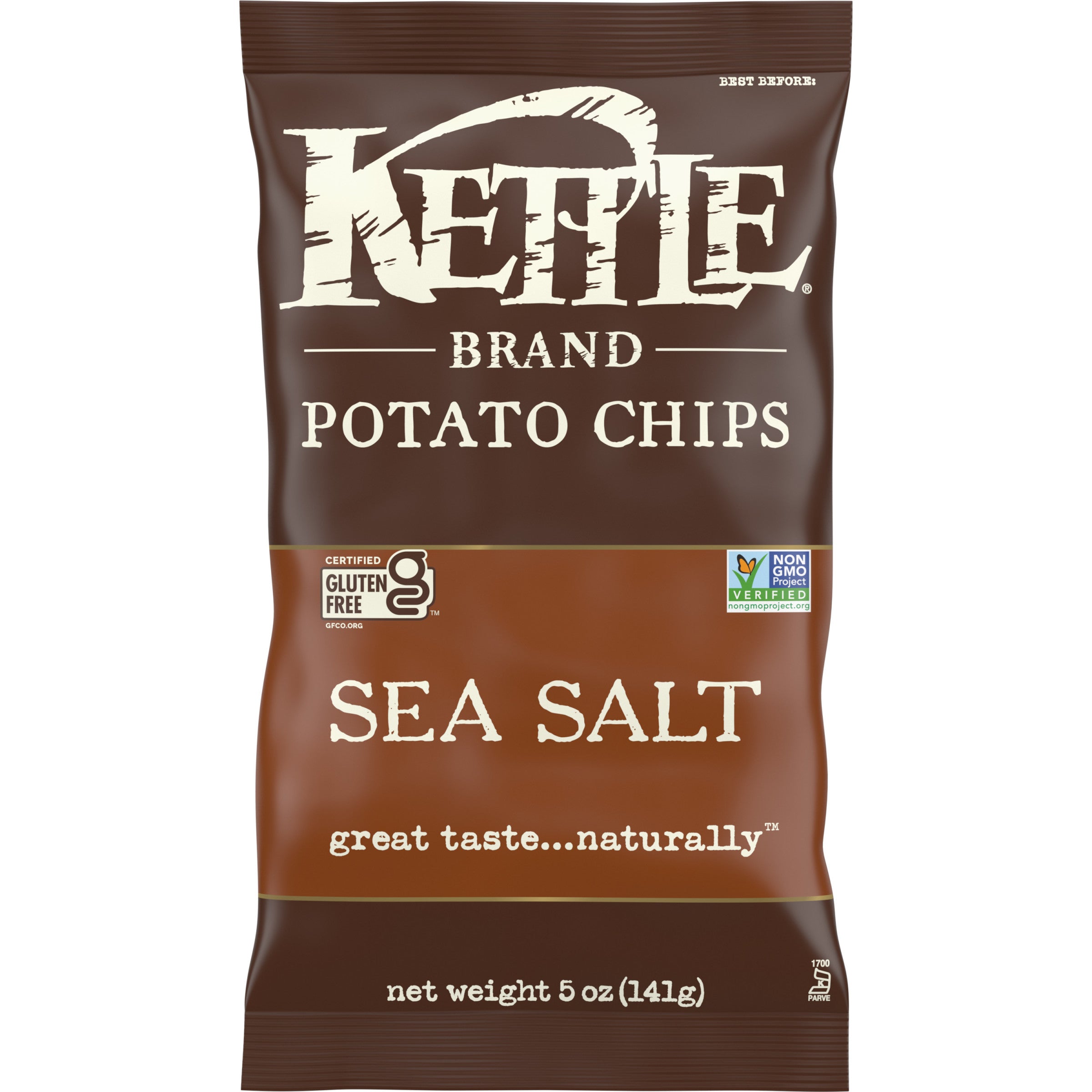 Kettle Brand Potato Chips Sea Salt Kettle Chips 5 Ounce Size - 15 Per Case.