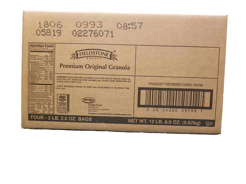 Fieldstone Bakery Premium Original Granola Cereal Bulk 50 Ounce Size - 4 Per Case.