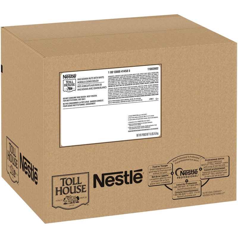 Nestle Professional Tollhouse Dough Toll House Macadamia Nut Puck 2 15 Pound Each - 1 Per Case.