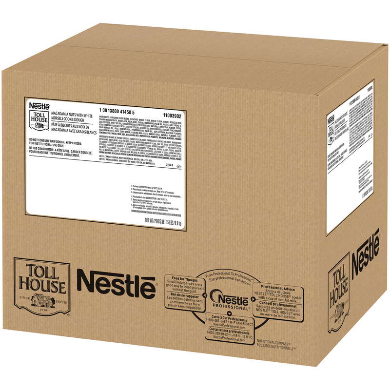 Nestle Professional Tollhouse Dough Toll House Macadamia Nut Puck 2 15 Pound Each - 1 Per Case.
