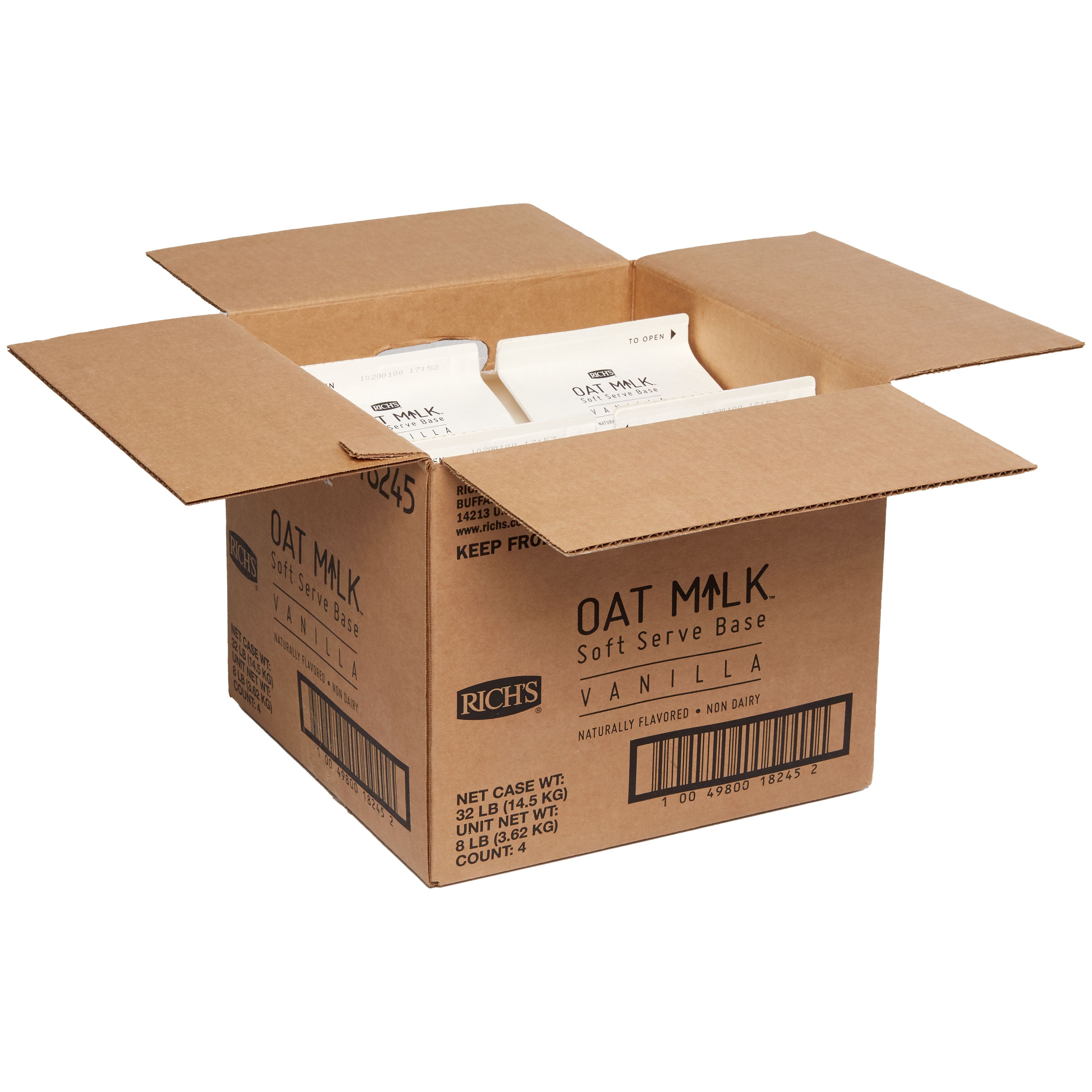 Oatmilk Soft Serve Vanilla 8 Pound Each - 4 Per Case.