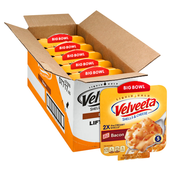 Velveeta Convenience Meal Bacon Macaroni & Cheese Bowl, 5 Ounce Size - 6 Per Case.