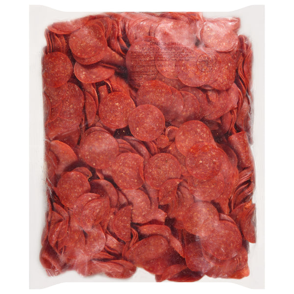 Pepperoni Sliced 5" Diameter Poly Lined 5.037 Pound Each - 2 Per Case.